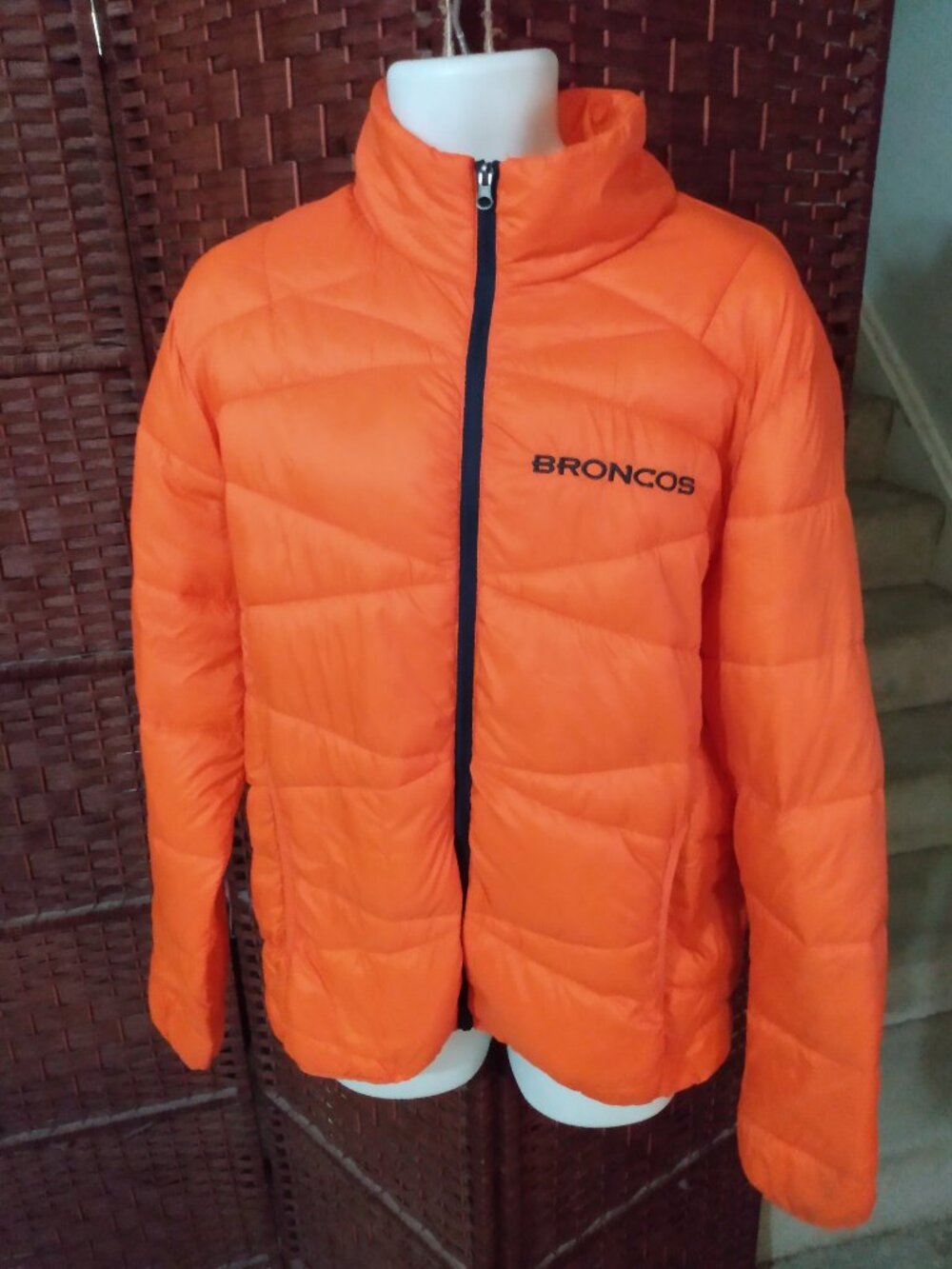 Denver Broncos Puffer Jacket Mens Large Orange G III Sports NFL Football